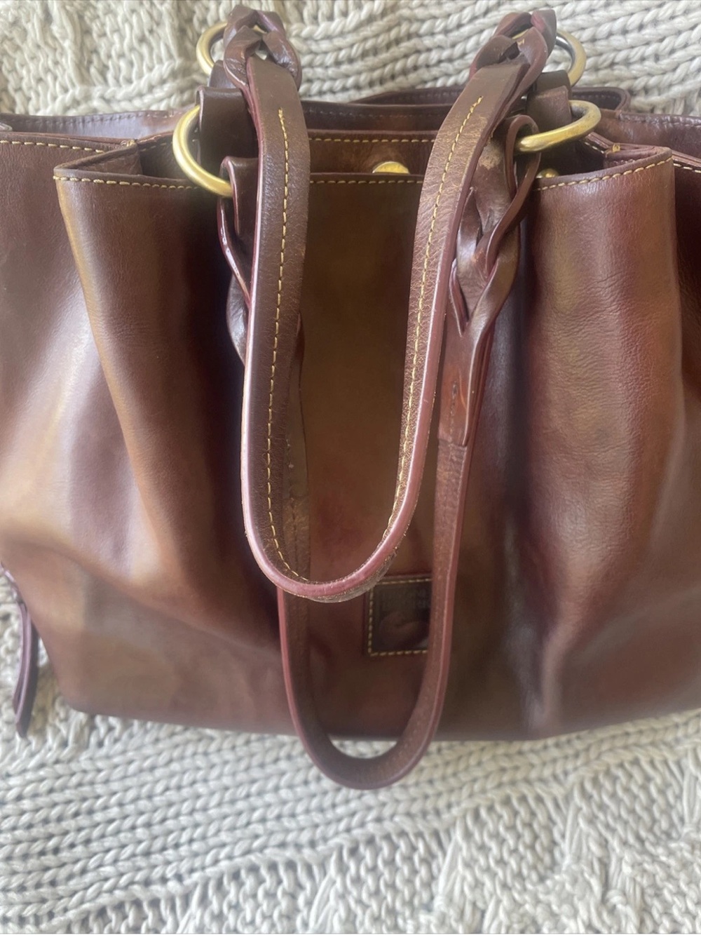 🤎❤️Dooney & Bourke Side Zip Barlow Shoulder Bag Florentine Leather -Chestnut- - Picture 8 of 16